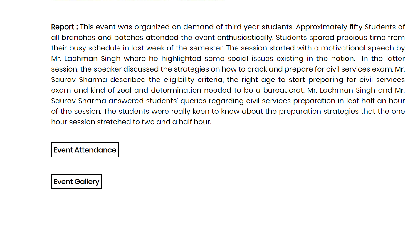 User Section: Event attendance